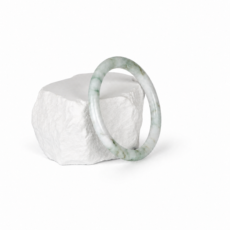 Green and White Jadeite Bangle, display view