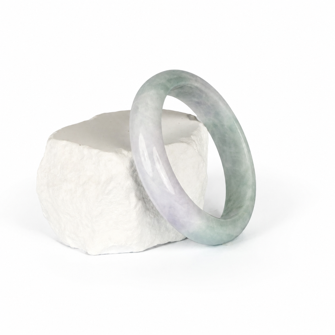 White Jadeite Bangle with Faint Green Hues (61.8mm), view 1