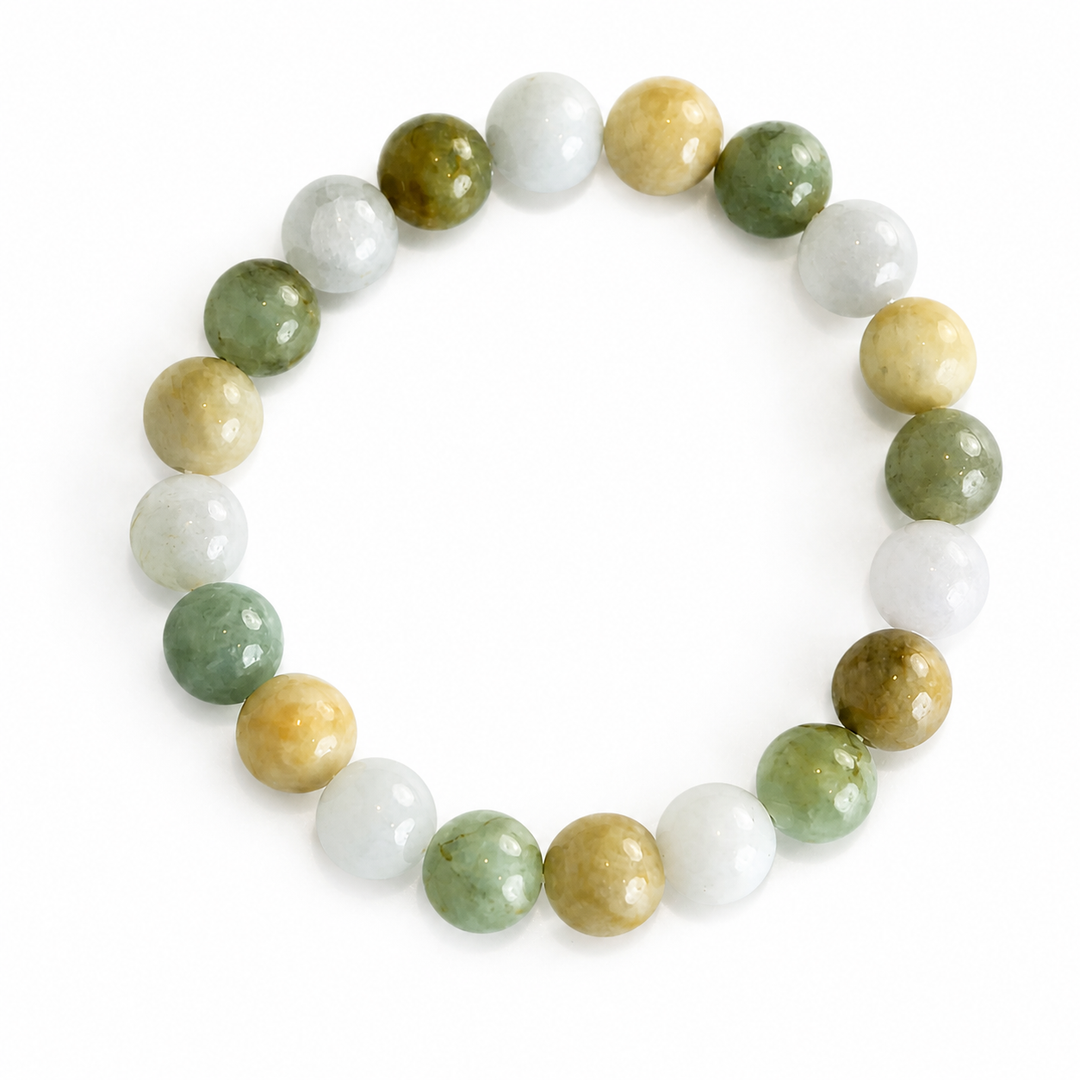 Multicolor natural Type A Jadeite stretch bracelet