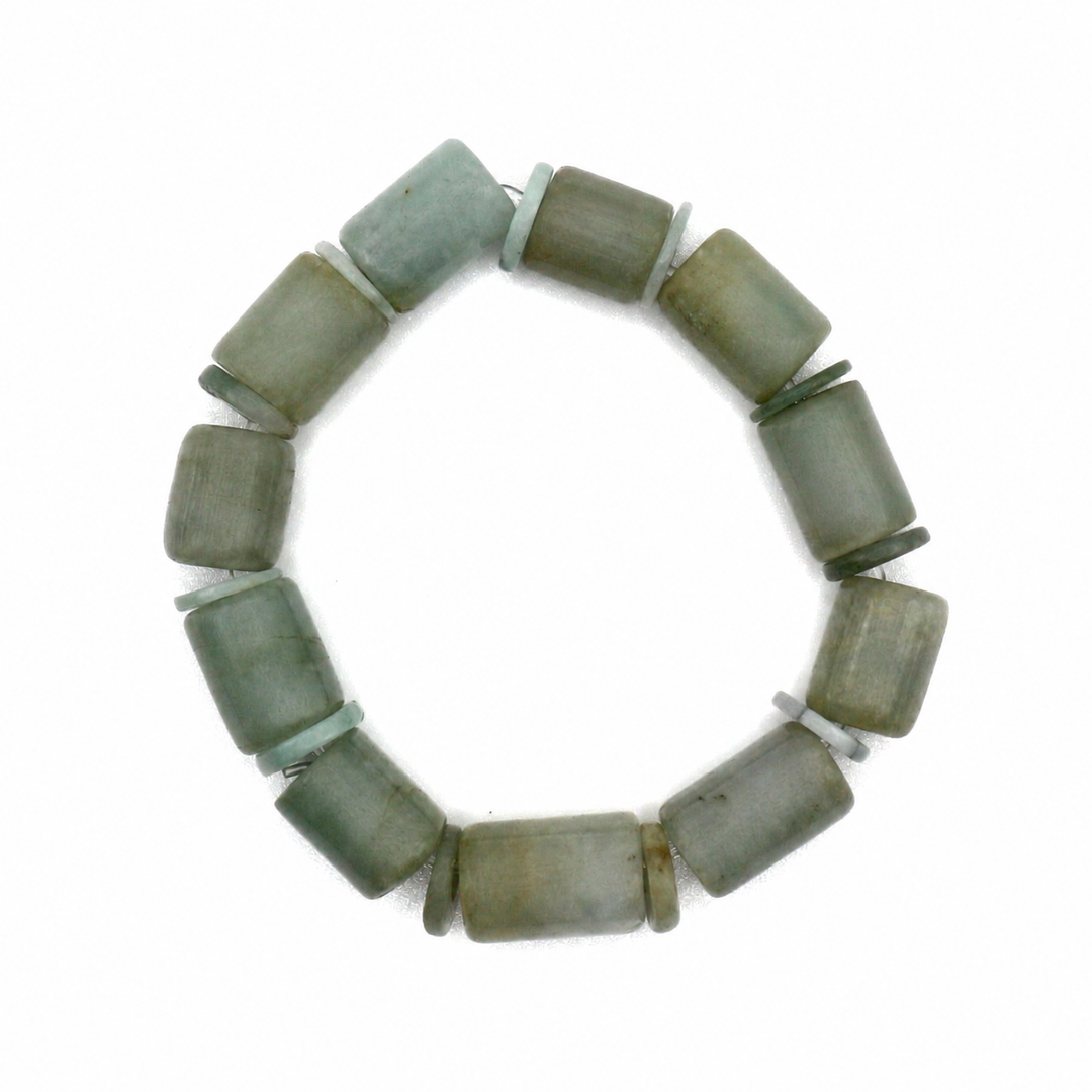 Green natural Burmese jadeite bracelet