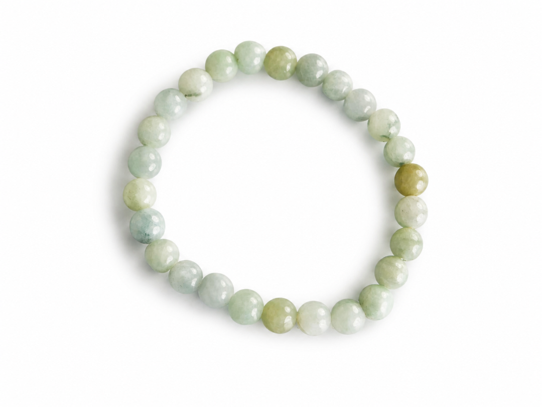 Light green 8 mm natural Type A Jadeite bead stretch bracelet