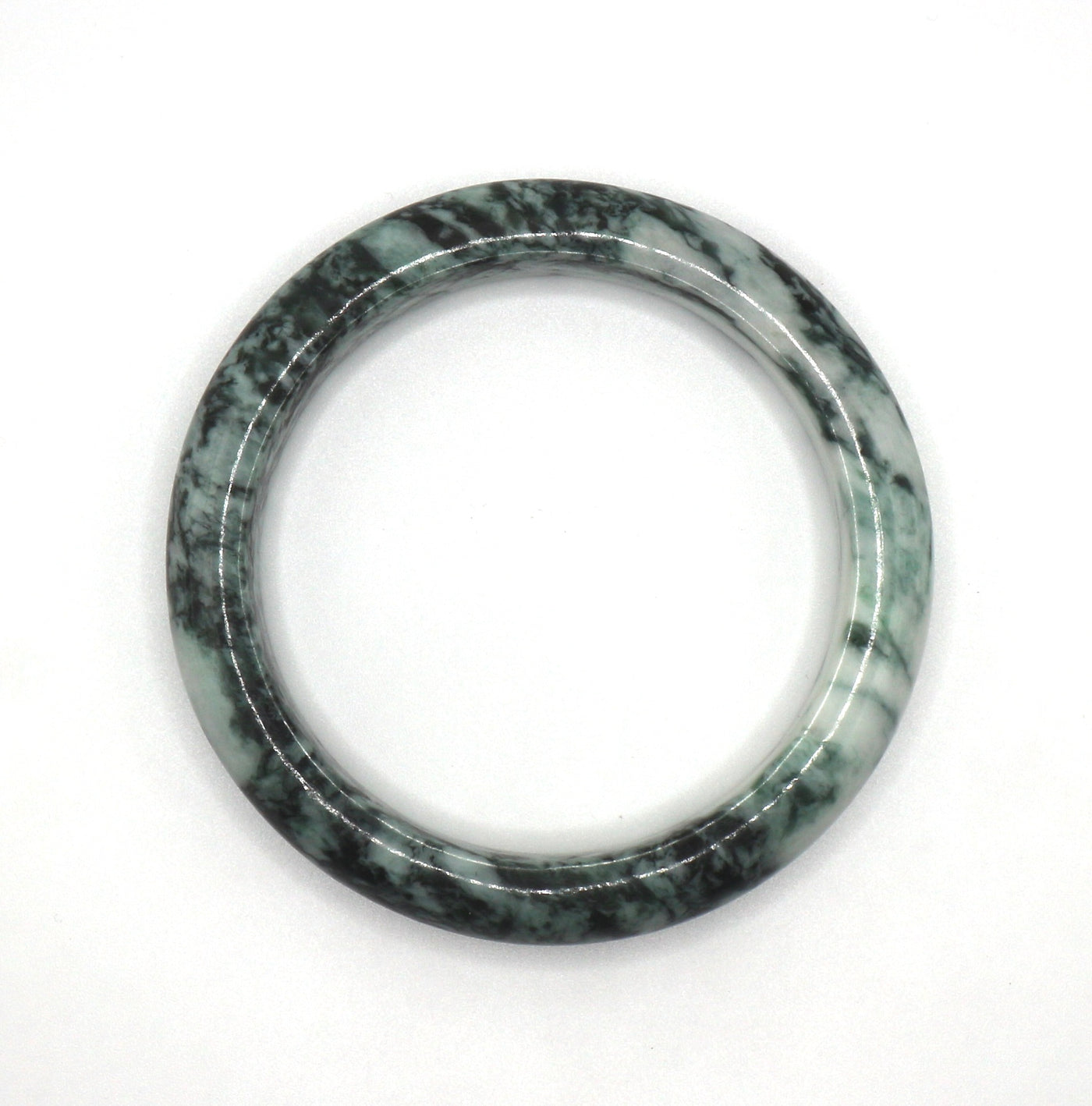 Green and White Jade Bangle (66.5MM)