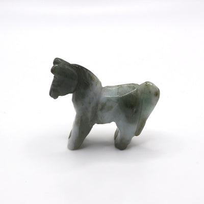 Natural Jade Hand Carved Horse Figurine 