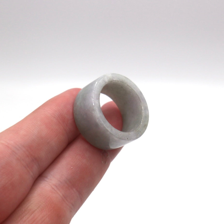 White Jade Tube Ring (Size 9)