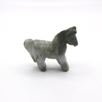 Natural Jade Hand Carved Horse Figurine 