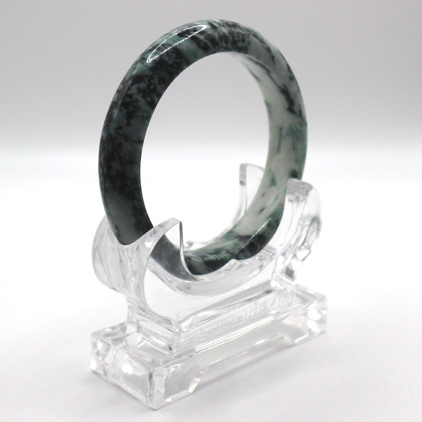 Green and White Jade Bangle (66.5MM)