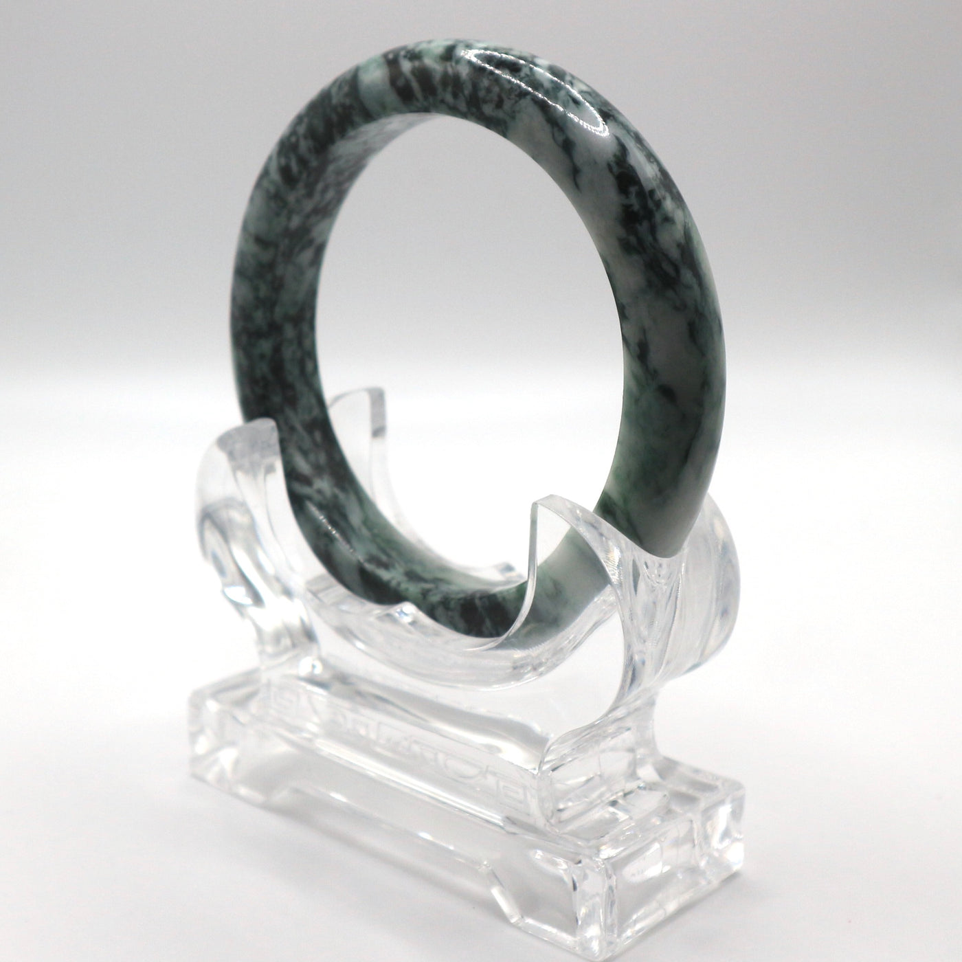 Green and White Jade Bangle (66.5MM)