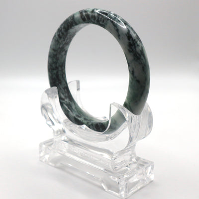 Green and White Jade Bangle (66.5MM)